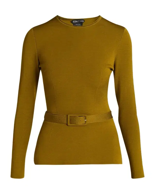 Belted Long-Sleeve Knit Top Belted Long-Sleeve Knit Top