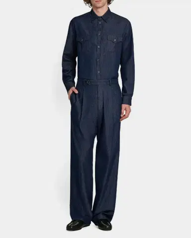 Jil Sander Pleated-Front Chambray Trousers | Thumbnail 2 Jil Sander Pleated-Front Chambray Trousers | Thumbnail 2