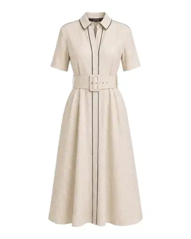 Toccin Jean Linen-Blend Belted A-Line Midi Shirtdress | Thumbnail 1 Toccin Jean Linen-Blend Belted A-Line Midi Shirtdress | Thumbnail 1