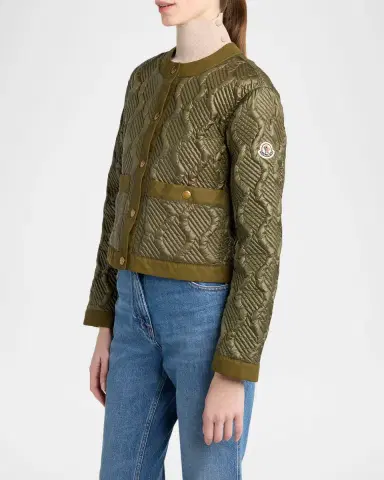 Moncler Libellule Geometric Quilted Short Down Jacket | Thumbnail 4 Moncler Libellule Geometric Quilted Short Down Jacket | Thumbnail 4