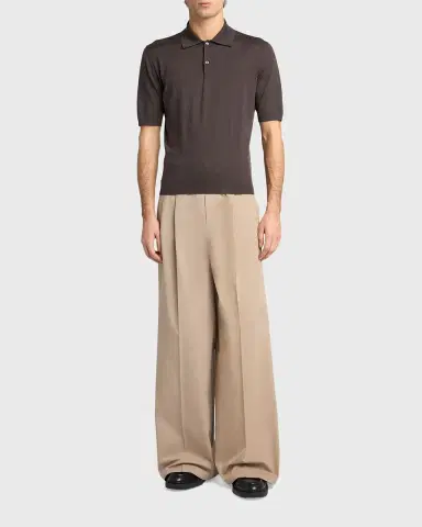 Jil Sander Men 's Lightweight Wool Polo T-Shirt | Thumbnail 2 Jil Sander Men 's Lightweight Wool Polo T-Shirt | Thumbnail 2