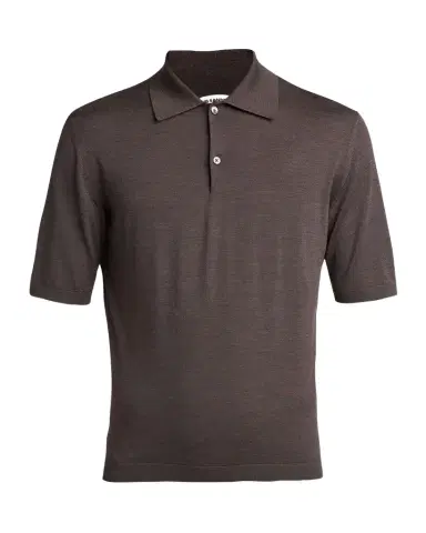 Jil Sander Men 's Lightweight Wool Polo T-Shirt | Thumbnail 1 Jil Sander Men 's Lightweight Wool Polo T-Shirt | Thumbnail 1