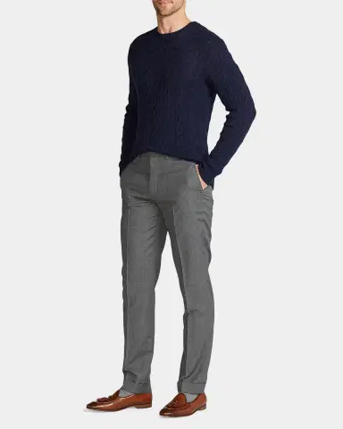 Ralph Lauren Purple Label Men's Cashmere Cable-Knit Crewneck Sweater | Thumbnail 2 Ralph Lauren Purple Label Men's Cashmere Cable-Knit Crewneck Sweater | Thumbnail 2