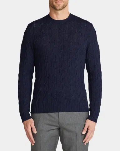 Ralph Lauren Purple Label Men's Cashmere Cable-Knit Crewneck Sweater | Thumbnail 4 Ralph Lauren Purple Label Men's Cashmere Cable-Knit Crewneck Sweater | Thumbnail 4
