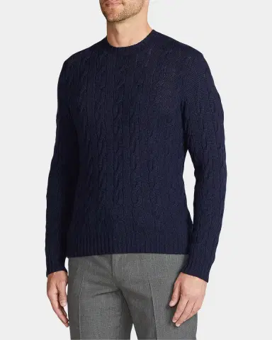 Ralph Lauren Purple Label Men's Cashmere Cable-Knit Crewneck Sweater | Thumbnail 6 Ralph Lauren Purple Label Men's Cashmere Cable-Knit Crewneck Sweater | Thumbnail 6