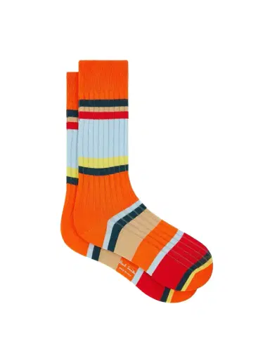 Paul Smith Men's Pool Ribbed Stripe Mid-Calf Socks | Thumbnail 1 Paul Smith Men's Pool Ribbed Stripe Mid-Calf Socks | Thumbnail 1