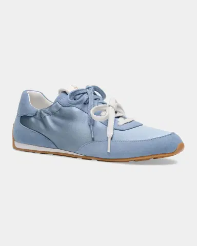 Stuart Weitzman Bond Ruche Suede & Satin Sneakers | Thumbnail 3 Stuart Weitzman Bond Ruche Suede & Satin Sneakers | Thumbnail 3