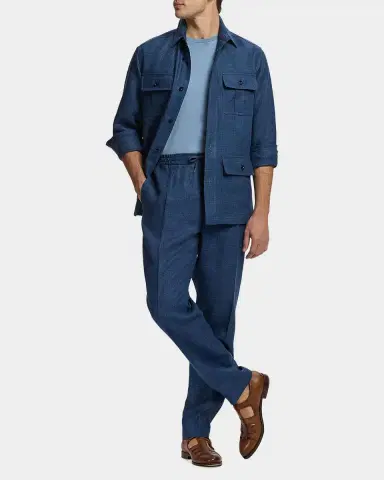 Ralph Lauren Purple Label Men's Linen-Blend Glen Check Overshirt | Thumbnail 2 Ralph Lauren Purple Label Men's Linen-Blend Glen Check Overshirt | Thumbnail 2