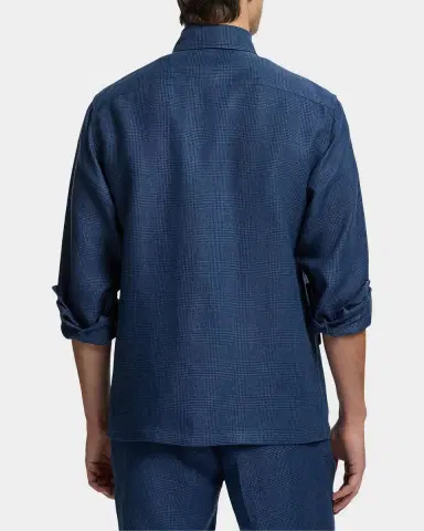 Ralph Lauren Purple Label Men's Linen-Blend Glen Check Overshirt | Thumbnail 3 Ralph Lauren Purple Label Men's Linen-Blend Glen Check Overshirt | Thumbnail 3