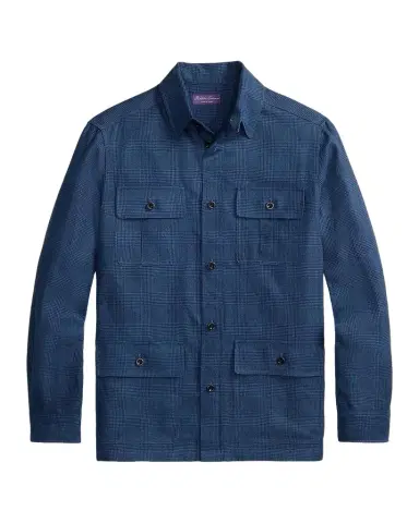 Ralph Lauren Purple Label Men's Linen-Blend Glen Check Overshirt | Thumbnail 1 Ralph Lauren Purple Label Men's Linen-Blend Glen Check Overshirt | Thumbnail 1