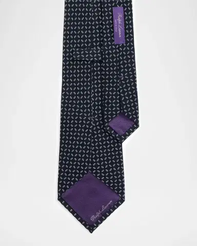 Ralph Lauren Purple Label Men's Silk Micro-Geometric Tie | Thumbnail 4 Ralph Lauren Purple Label Men's Silk Micro-Geometric Tie | Thumbnail 4