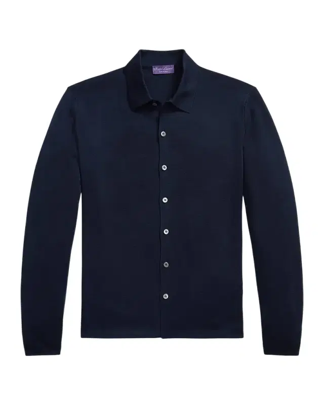 Men's Cotton and Cashmere Fine-Gauge Button-Down Shirt Men's Cotton and Cashmere Fine-Gauge Button-Down Shirt