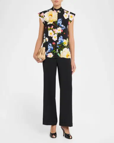 Elie Tahari The Chloe Cap-Sleeve Floral Blouse | Thumbnail 2 Elie Tahari The Chloe Cap-Sleeve Floral Blouse | Thumbnail 2