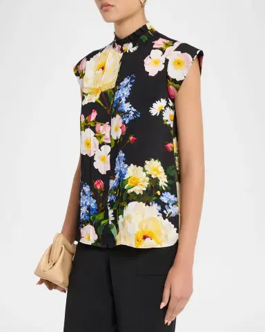Elie Tahari The Chloe Cap-Sleeve Floral Blouse | Thumbnail 4 Elie Tahari The Chloe Cap-Sleeve Floral Blouse | Thumbnail 4