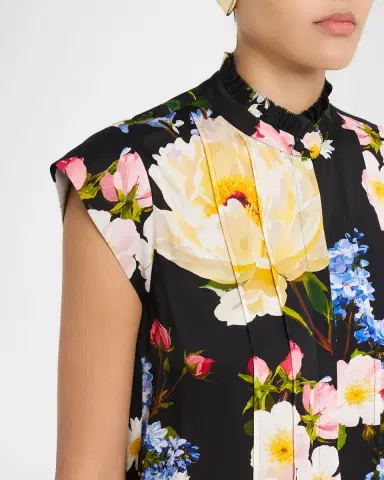 Elie Tahari The Chloe Cap-Sleeve Floral Blouse | Thumbnail 5 Elie Tahari The Chloe Cap-Sleeve Floral Blouse | Thumbnail 5