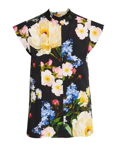 Elie Tahari The Chloe Cap-Sleeve Floral Blouse | Thumbnail 1 Elie Tahari The Chloe Cap-Sleeve Floral Blouse | Thumbnail 1