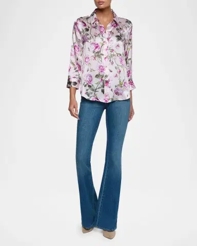 L'Agence Dani Silk Button-Front Blouse | Thumbnail 2 L'Agence Dani Silk Button-Front Blouse | Thumbnail 2