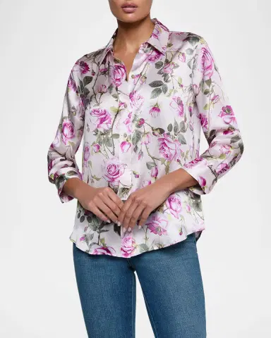 L'Agence Dani Silk Button-Front Blouse | Thumbnail 4 L'Agence Dani Silk Button-Front Blouse | Thumbnail 4