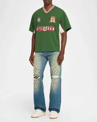 Ksubi Jersey-Printed V-Neck T-Shirt | Thumbnail 2 Ksubi Jersey-Printed V-Neck T-Shirt | Thumbnail 2