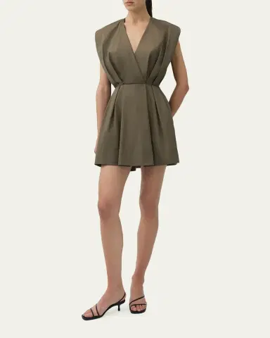 SIMKHAI Sefi V-Neck Cotton Mini Dress | Thumbnail 2 SIMKHAI Sefi V-Neck Cotton Mini Dress | Thumbnail 2