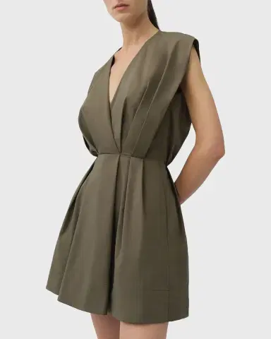 SIMKHAI Sefi V-Neck Cotton Mini Dress | Thumbnail 4 SIMKHAI Sefi V-Neck Cotton Mini Dress | Thumbnail 4