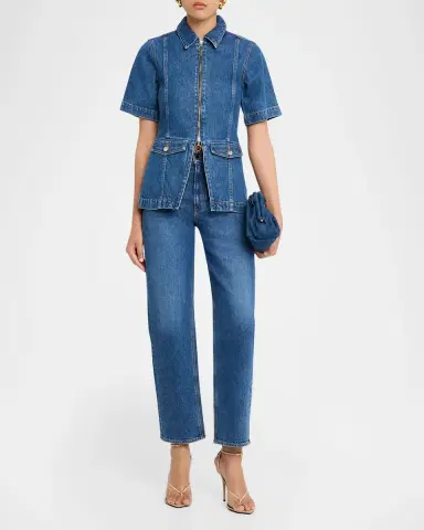 Veronica Beard Sully Short-Sleeve Denim Jacket | Thumbnail 2 Veronica Beard Sully Short-Sleeve Denim Jacket | Thumbnail 2