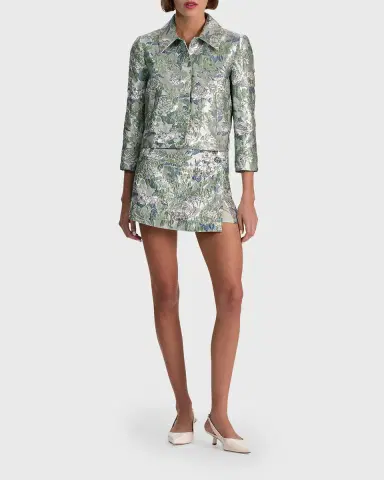 ALICE + OLIVIA Weston Metallic Jacquard Cropped Jacket | Thumbnail 2 ALICE + OLIVIA Weston Metallic Jacquard Cropped Jacket | Thumbnail 2