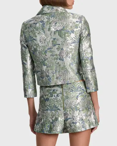 ALICE + OLIVIA Weston Metallic Jacquard Cropped Jacket | Thumbnail 3 ALICE + OLIVIA Weston Metallic Jacquard Cropped Jacket | Thumbnail 3