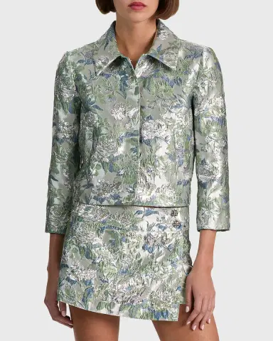 ALICE + OLIVIA Weston Metallic Jacquard Cropped Jacket | Thumbnail 4 ALICE + OLIVIA Weston Metallic Jacquard Cropped Jacket | Thumbnail 4