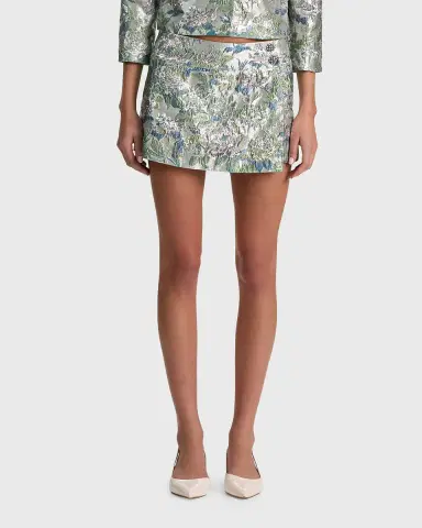 ALICE + OLIVIA Somers Metallic Jacquard Mini Skort | Thumbnail 4 ALICE + OLIVIA Somers Metallic Jacquard Mini Skort | Thumbnail 4