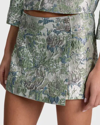 ALICE + OLIVIA Somers Metallic Jacquard Mini Skort | Thumbnail 5 ALICE + OLIVIA Somers Metallic Jacquard Mini Skort | Thumbnail 5