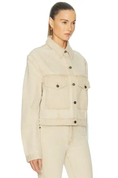 Khaite Tomer Collared Denim Jacket | Thumbnail 3 Khaite Tomer Collared Denim Jacket | Thumbnail 3