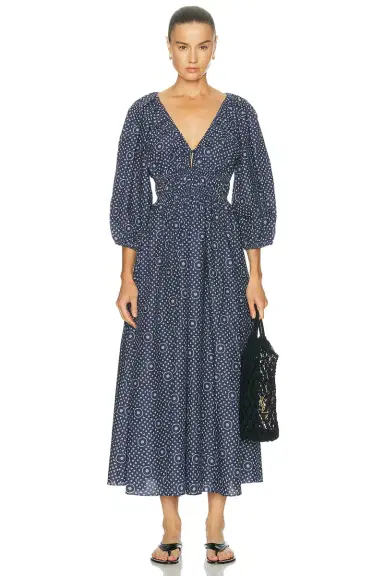 Matteau Shirred Plunge Button Dress | Thumbnail 1 Matteau Shirred Plunge Button Dress | Thumbnail 1