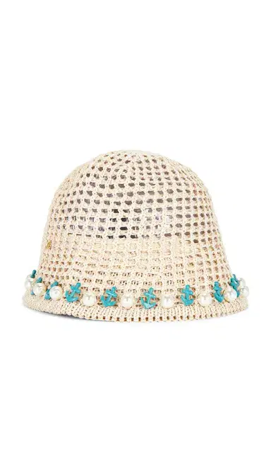 Lele Sadoughi Maya Pearl Anchor Bucket Hat | Thumbnail 1 Lele Sadoughi Maya Pearl Anchor Bucket Hat | Thumbnail 1