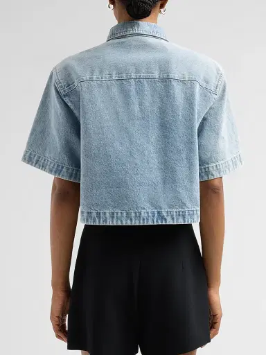Simkhai Women's Albaine Floral-Embroidered Denim Shirt | Thumbnail 3 Simkhai Women's Albaine Floral-Embroidered Denim Shirt | Thumbnail 3