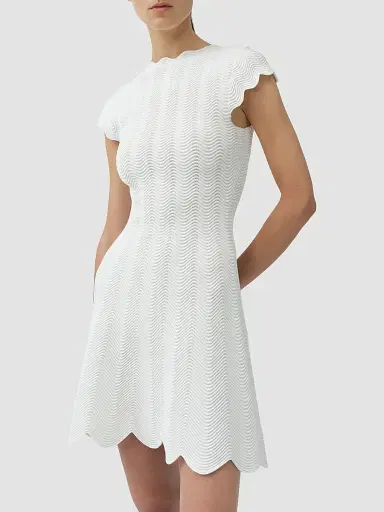 Simkhai Women's Evalynn Scallop Mini Dress - Ivory - Size XL | Thumbnail 4 Simkhai Women's Evalynn Scallop Mini Dress - Ivory - Size XL | Thumbnail 4