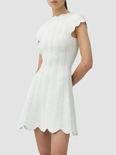 Simkhai Women's Evalynn Scallop Mini Dress - Ivory - Size XL | Thumbnail 5 Simkhai Women's Evalynn Scallop Mini Dress - Ivory - Size XL | Thumbnail 5