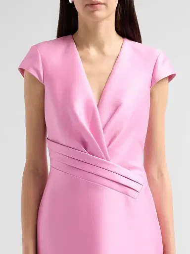 BADGLEY MISCHKA Women's Satin Wrapped-Bodice Column Gown - Blush - Size 16 | Thumbnail 5 BADGLEY MISCHKA Women's Satin Wrapped-Bodice Column Gown - Blush - Size 16 | Thumbnail 5
