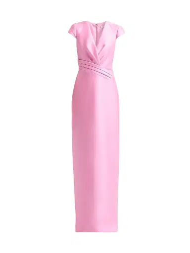 BADGLEY MISCHKA Women's Satin Wrapped-Bodice Column Gown - Blush - Size 16 | Thumbnail 1 BADGLEY MISCHKA Women's Satin Wrapped-Bodice Column Gown - Blush - Size 16 | Thumbnail 1