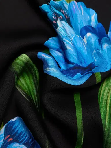 Elie Tahari Women's The Mila Floral Silk-Blend Midi-Dress - Noir And Blue | Thumbnail 7 Elie Tahari Women's The Mila Floral Silk-Blend Midi-Dress - Noir And Blue | Thumbnail 7