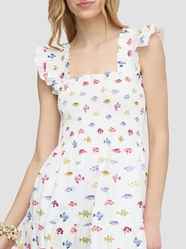 Hill House Home Women's The Ellie Nap Dress - White Rainbow Fish | Thumbnail 5 Hill House Home Women's The Ellie Nap Dress - White Rainbow Fish | Thumbnail 5