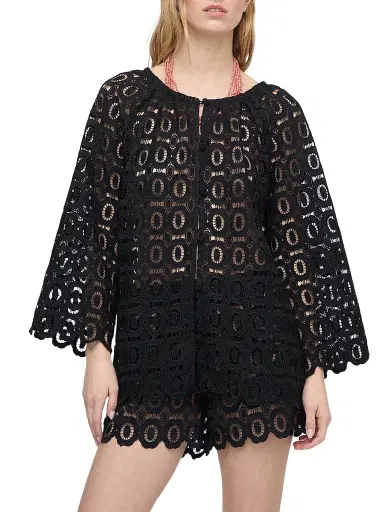 Hill House Home Women's The Kaya Shorts - Black Broderie | Thumbnail 1 Hill House Home Women's The Kaya Shorts - Black Broderie | Thumbnail 1
