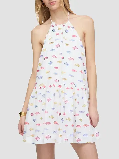 Hill House Home Women's The Sol Tunic Dress - White Rainbow Fish | Thumbnail 4 Hill House Home Women's The Sol Tunic Dress - White Rainbow Fish | Thumbnail 4