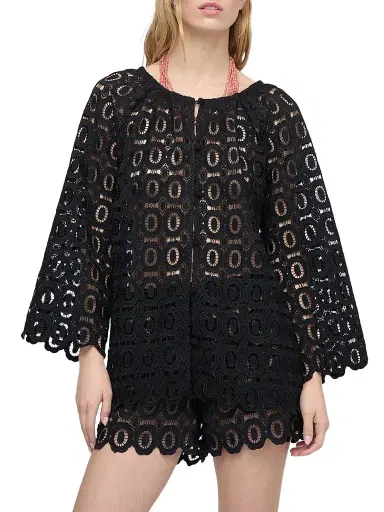 Hill House Home Women's The Enella Tunic Top - Black Broderie | Thumbnail 1 Hill House Home Women's The Enella Tunic Top - Black Broderie | Thumbnail 1