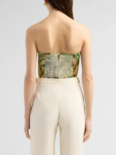ALICE + OLIVIA Women's Ceresi Printed Bandeau Top - Terrain | Thumbnail 3 ALICE + OLIVIA Women's Ceresi Printed Bandeau Top - Terrain | Thumbnail 3