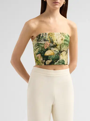 ALICE + OLIVIA Women's Ceresi Printed Bandeau Top - Terrain | Thumbnail 4 ALICE + OLIVIA Women's Ceresi Printed Bandeau Top - Terrain | Thumbnail 4