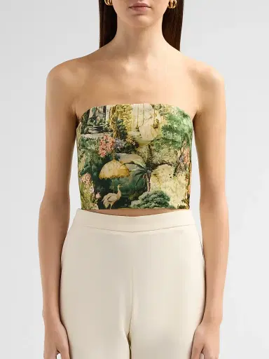 ALICE + OLIVIA Women's Ceresi Printed Bandeau Top - Terrain | Thumbnail 5 ALICE + OLIVIA Women's Ceresi Printed Bandeau Top - Terrain | Thumbnail 5