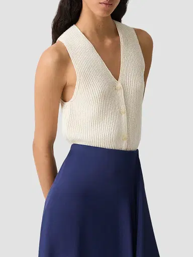 Theory Women's Full Cardi Rib-Knit Cotton Vest - | Thumbnail 6 Theory Women's Full Cardi Rib-Knit Cotton Vest - | Thumbnail 6