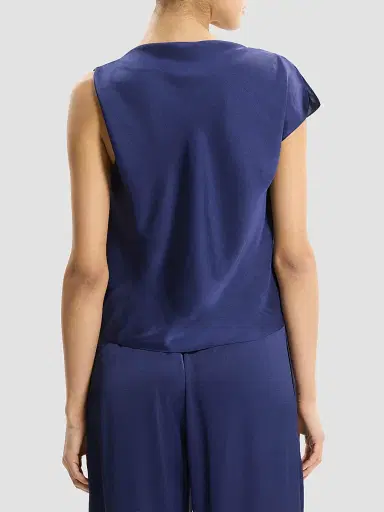 Theory Women's Cowlneck Satin Blouse - Sapphire Navy - Size XL | Thumbnail 3 Theory Women's Cowlneck Satin Blouse - Sapphire Navy - Size XL | Thumbnail 3