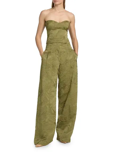 Ulla Johnson Women's Carine Textured Satin High-Rise Pants | Thumbnail 2 Ulla Johnson Women's Carine Textured Satin High-Rise Pants | Thumbnail 2
